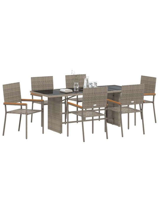 Dārza ēdamgalds 7 pcs pelēka 190 x 80 x 75 cm poliratāns