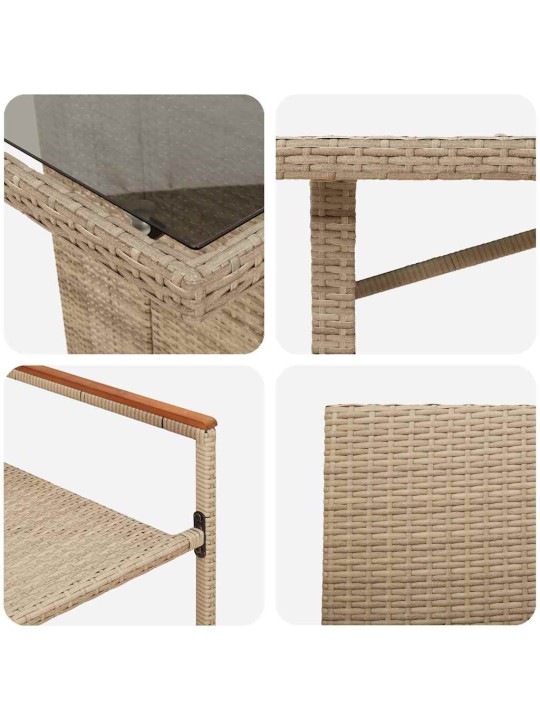 Dārza ēdamgalds 9 pcs bēša 190 x 80 x 75 cm poliratāns