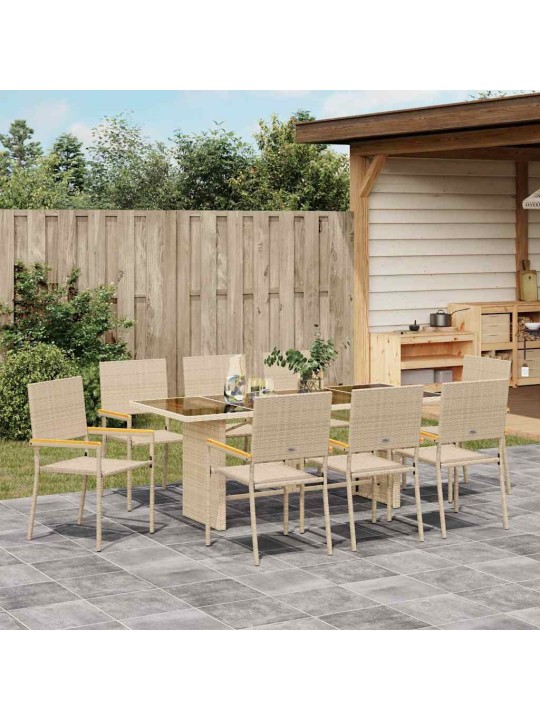 Dārza ēdamgalds 9 pcs bēša 190 x 80 x 75 cm poliratāns