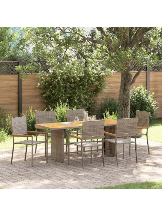 Dārza ēdamgalds 7 pcs pelēka 190 x 80 x 75 cm poliratāns