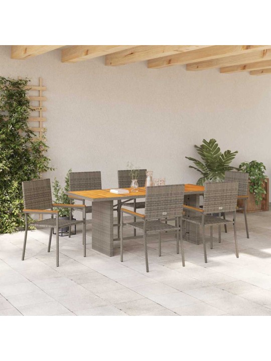 Dārza ēdamgalds 7 pcs pelēka 190 x 80 x 75 cm poliratāns