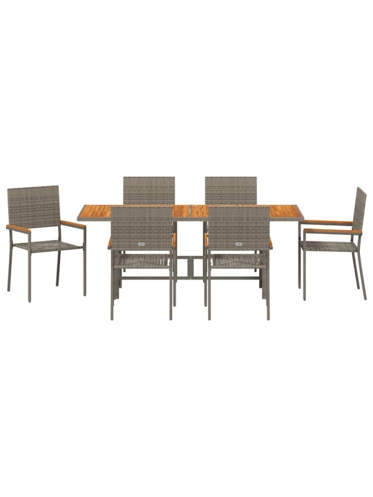 Dārza ēdamgalds 7 pcs pelēka 190 x 80 x 75 cm poliratāns
