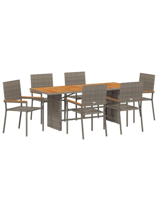 Dārza ēdamgalds 7 pcs pelēka 190 x 80 x 75 cm poliratāns