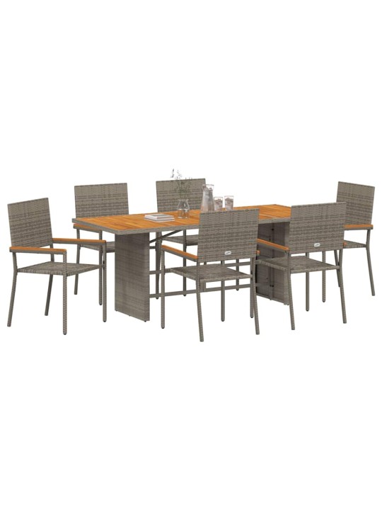 Dārza ēdamgalds 7 pcs pelēka 190 x 80 x 75 cm poliratāns