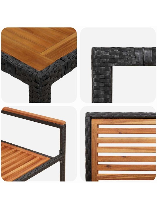 Dārza ēdamgalds 3 pcs melna 90 x 90 x 75 cm poliratāns