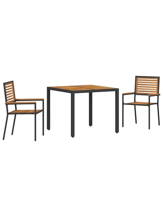 Dārza ēdamgalds 3 pcs melna 90 x 90 x 75 cm poliratāns