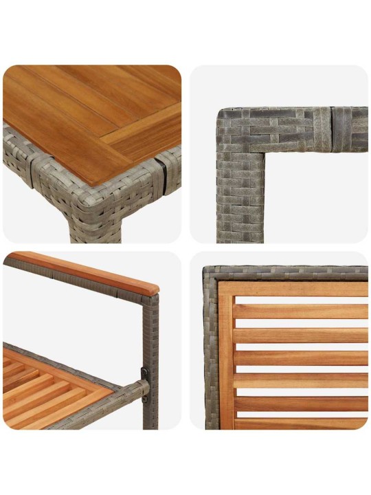 Dārza ēdamgalds 3 pcs pelēka 90 x 90 x 75 cm poliratāns