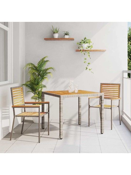 Dārza ēdamgalds 3 pcs pelēka 90 x 90 x 75 cm poliratāns