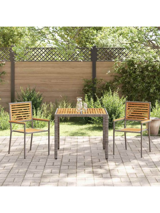 Dārza ēdamgalds 3 pcs pelēka 90 x 90 x 75 cm poliratāns
