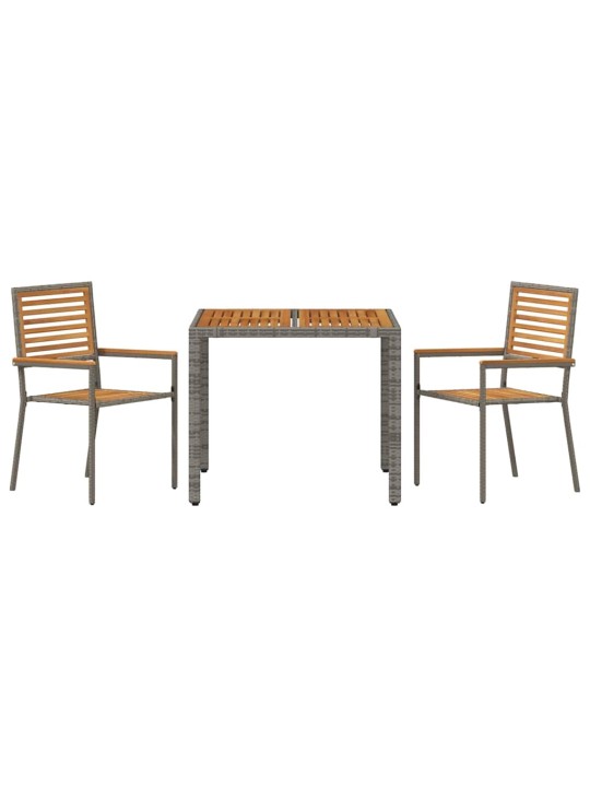 Dārza ēdamgalds 3 pcs pelēka 90 x 90 x 75 cm poliratāns