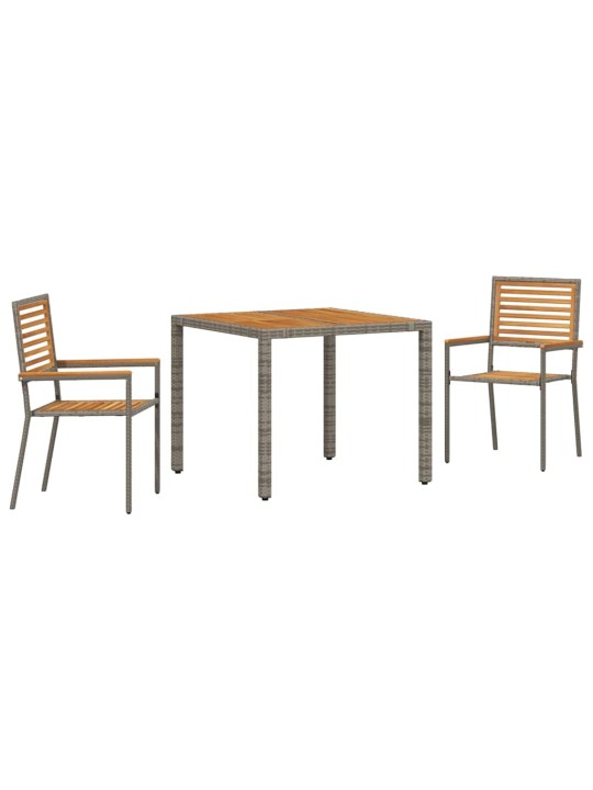 Dārza ēdamgalds 3 pcs pelēka 90 x 90 x 75 cm poliratāns