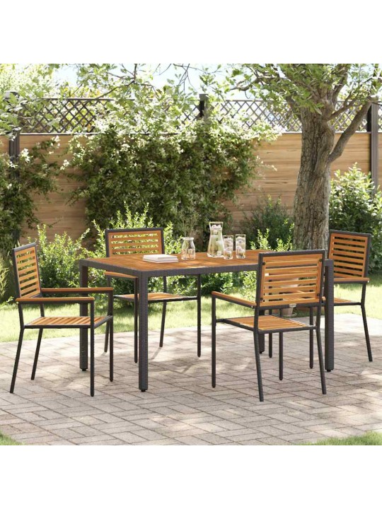 Dārza ēdamgalds 5 pcs melna 150 x 90 x 75 cm poliratāns
