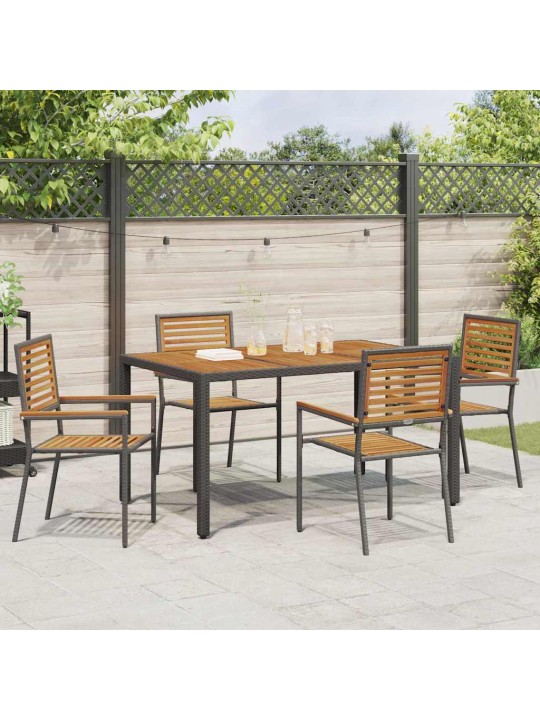 Dārza ēdamgalds 5 pcs melna 150 x 90 x 75 cm poliratāns