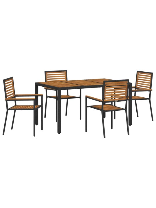 Dārza ēdamgalds 5 pcs melna 150 x 90 x 75 cm poliratāns