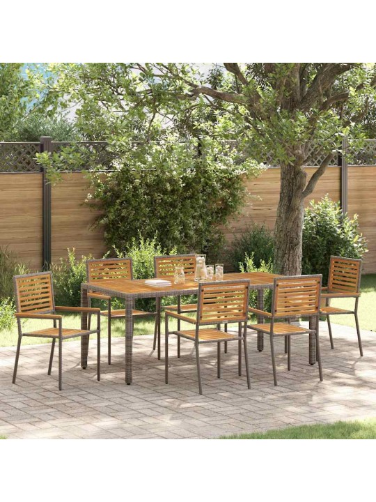 Dārza ēdamgalds 7 pcs pelēka 190 x 90 x 75 cm poliratāns