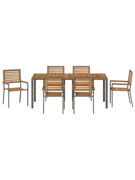 Dārza ēdamgalds 7 pcs pelēka 190 x 90 x 75 cm poliratāns
