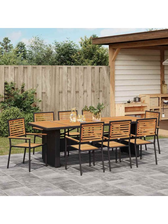 Dārza ēdamgalds 9 pcs melna 240 x 90 x 75 cm poliratāns
