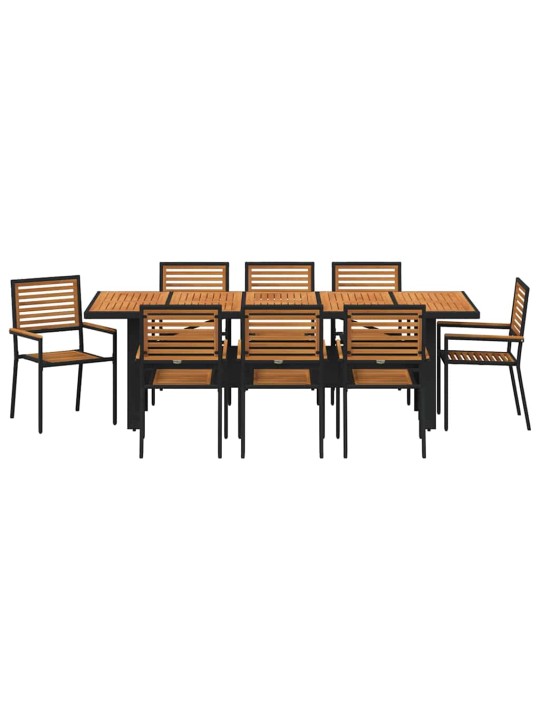 Dārza ēdamgalds 9 pcs melna 240 x 90 x 75 cm poliratāns