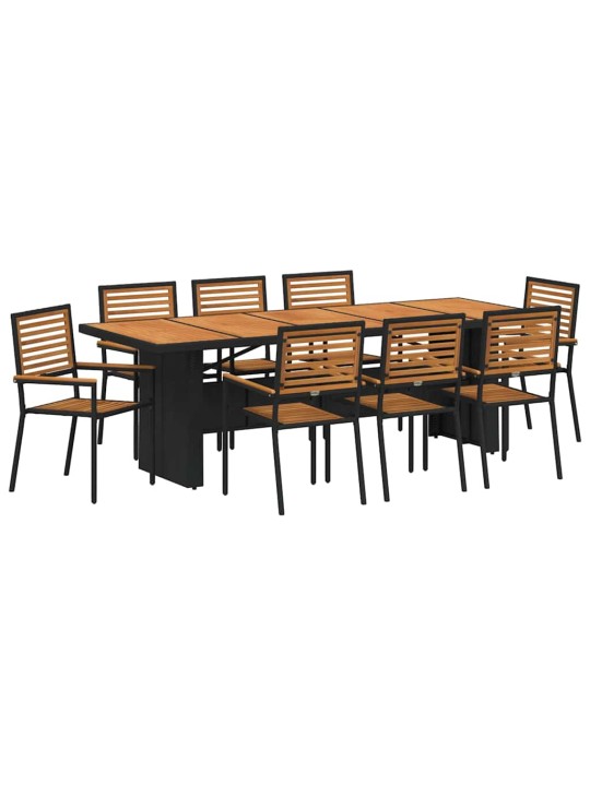 Dārza ēdamgalds 9 pcs melna 240 x 90 x 75 cm poliratāns