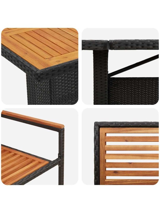 Dārza ēdamgalds 11 pcs melna 240 x 90 x 75 cm poliratāns
