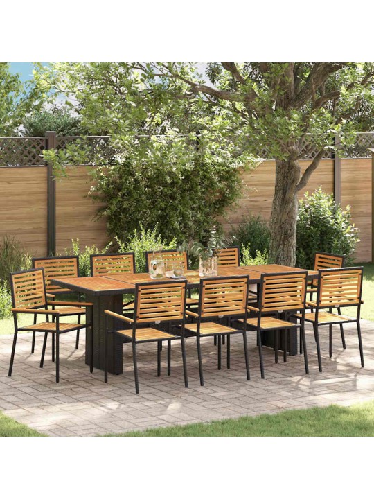 Dārza ēdamgalds 11 pcs melna 240 x 90 x 75 cm poliratāns