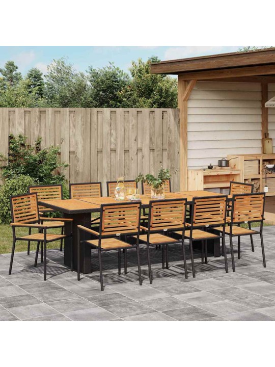 Dārza ēdamgalds 11 pcs melna 240 x 90 x 75 cm poliratāns