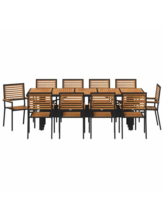 Dārza ēdamgalds 11 pcs melna 240 x 90 x 75 cm poliratāns