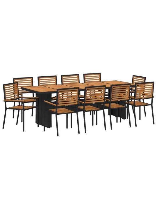 Dārza ēdamgalds 11 pcs melna 240 x 90 x 75 cm poliratāns