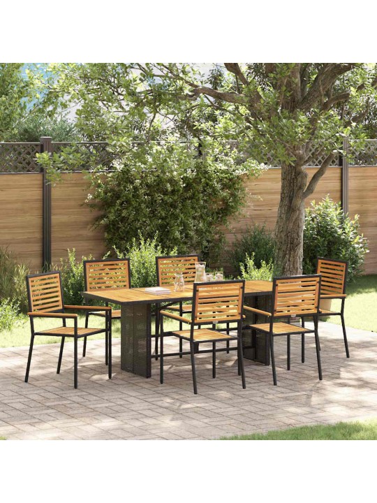 Dārza ēdamgalds 5 pcs melna 190 x 80 x 75 cm poliratāns
