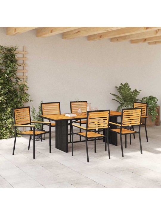Dārza ēdamgalds 5 pcs melna 190 x 80 x 75 cm poliratāns