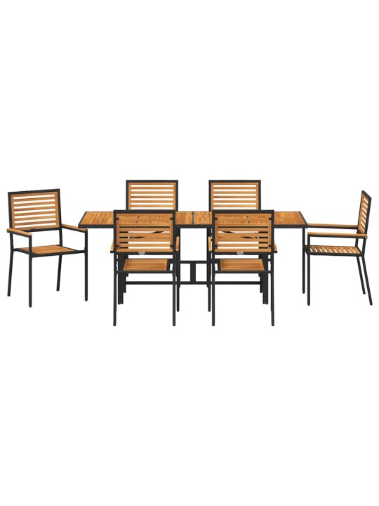 Dārza ēdamgalds 5 pcs melna 190 x 80 x 75 cm poliratāns