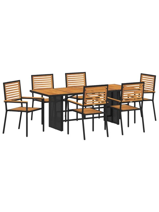 Dārza ēdamgalds 5 pcs melna 190 x 80 x 75 cm poliratāns