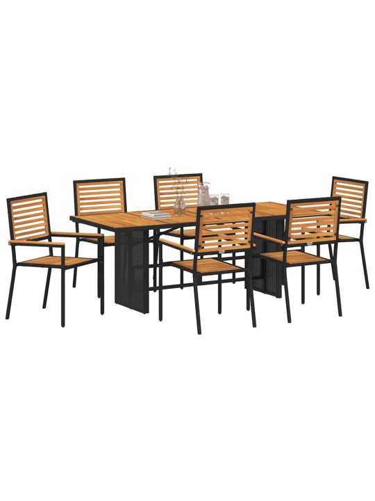 Dārza ēdamgalds 5 pcs melna 190 x 80 x 75 cm poliratāns