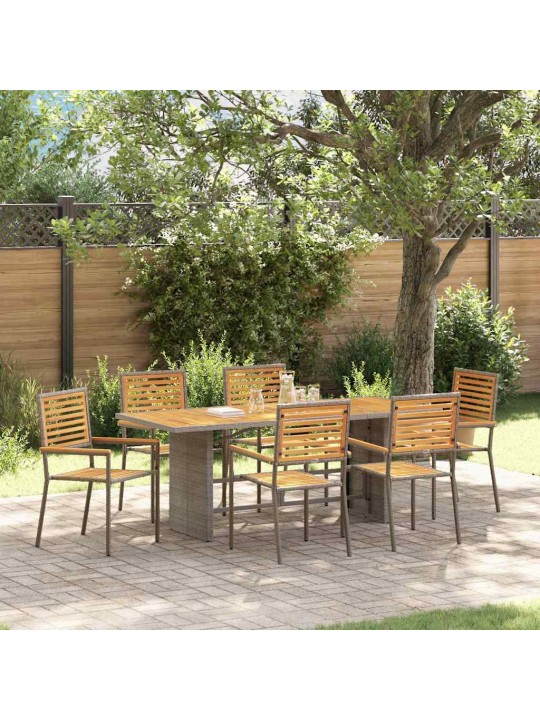 Dārza ēdamgalds 7 pcs pelēka 190 x 80 x 75 cm poliratāns