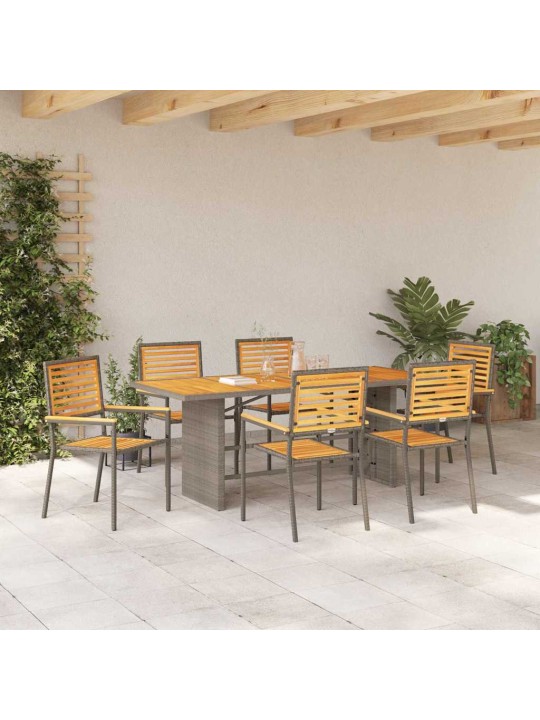 Dārza ēdamgalds 7 pcs pelēka 190 x 80 x 75 cm poliratāns