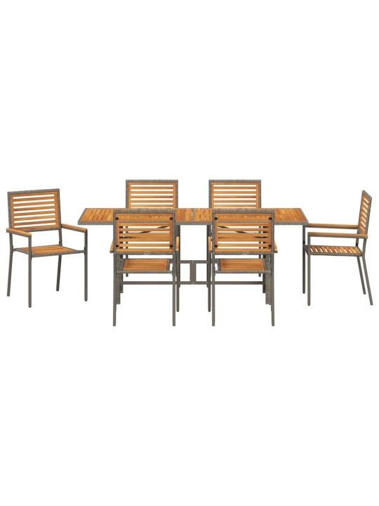 Dārza ēdamgalds 7 pcs pelēka 190 x 80 x 75 cm poliratāns