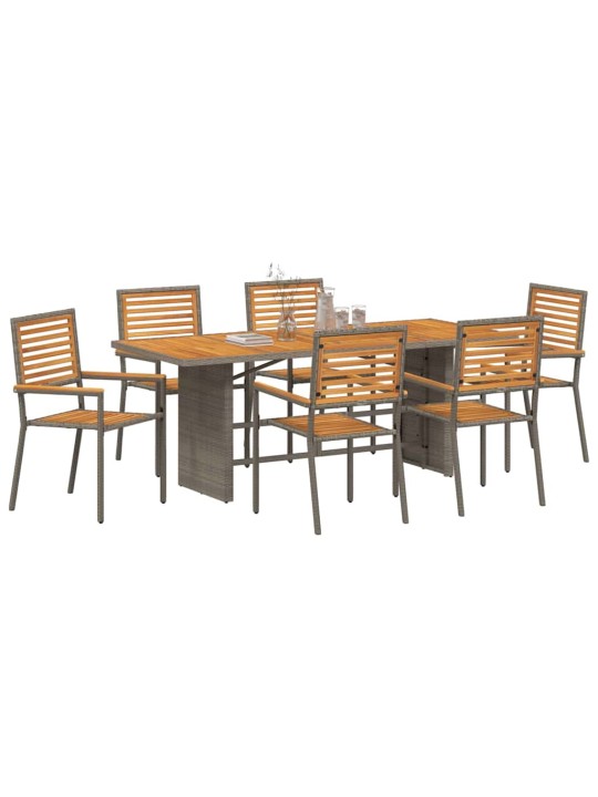 Dārza ēdamgalds 7 pcs pelēka 190 x 80 x 75 cm poliratāns