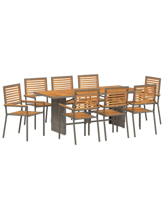 Dārza ēdamgalds 9 pcs pelēka 190 x 80 x 75 cm poliratāns