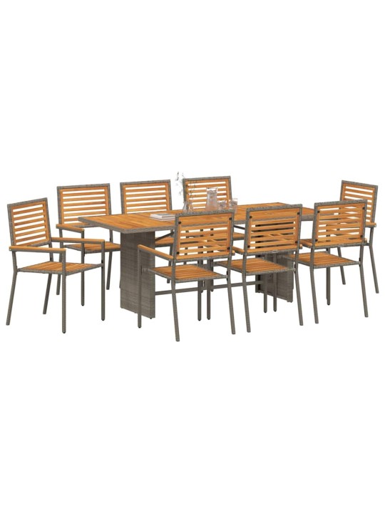 Dārza ēdamgalds 9 pcs pelēka 190 x 80 x 75 cm poliratāns