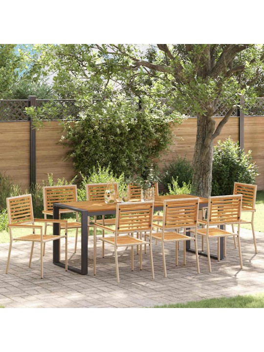 Dārza ēdamgalds 9 pcs bēša 200 x 80 x 75 cm poliratāns