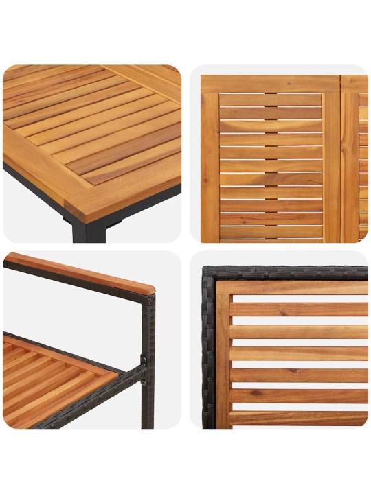 Dārza ēdamgalds 5 pcs melna 150 x 90 x 75 cm poliratāns