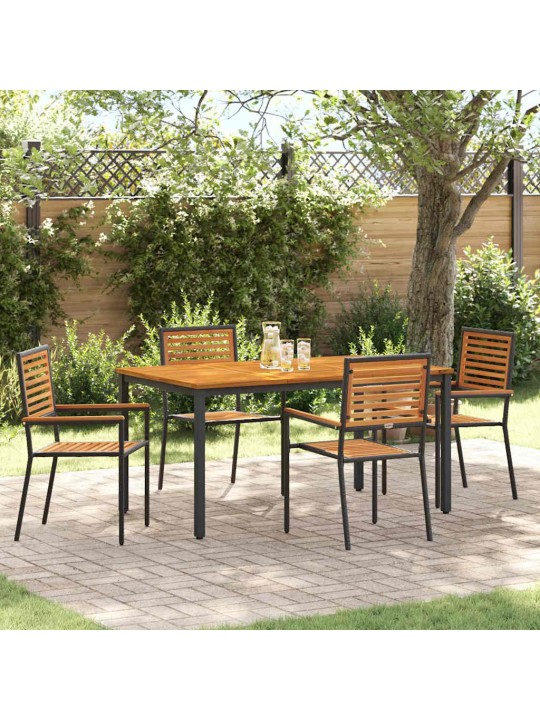 Dārza ēdamgalds 5 pcs melna 150 x 90 x 75 cm poliratāns