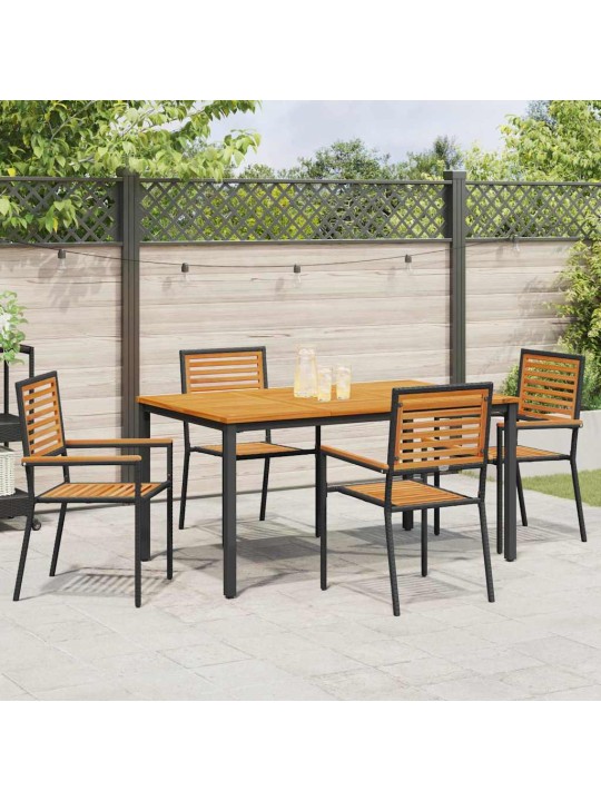 Dārza ēdamgalds 5 pcs melna 150 x 90 x 75 cm poliratāns
