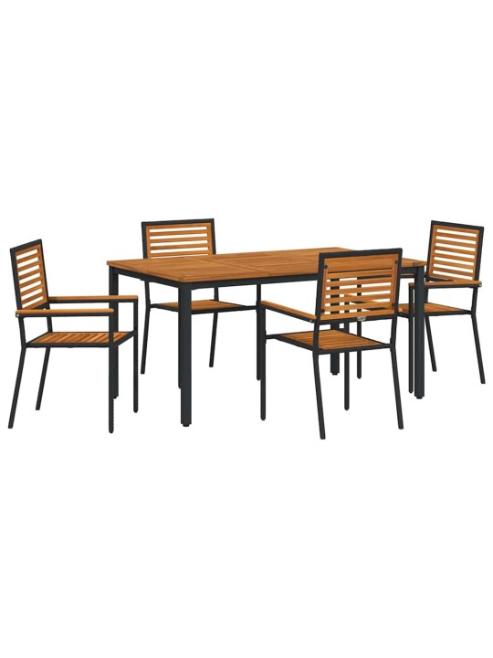 Dārza ēdamgalds 5 pcs melna 150 x 90 x 75 cm poliratāns