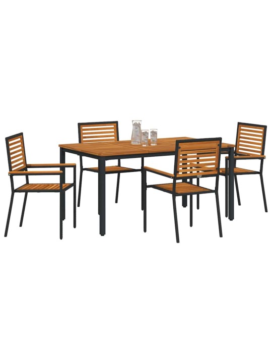 Dārza ēdamgalds 5 pcs melna 150 x 90 x 75 cm poliratāns