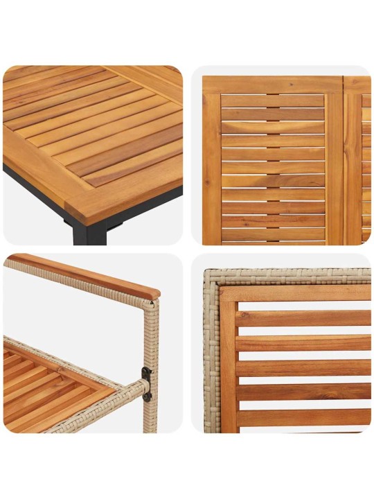 Dārza ēdamgalds 4 pcs bēša 150 x 90 x 75 cm poliratāns