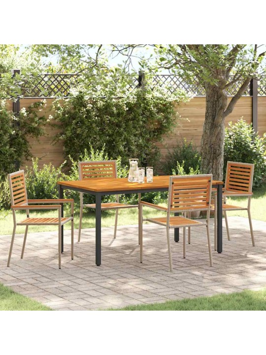 Dārza ēdamgalds 4 pcs bēša 150 x 90 x 75 cm poliratāns