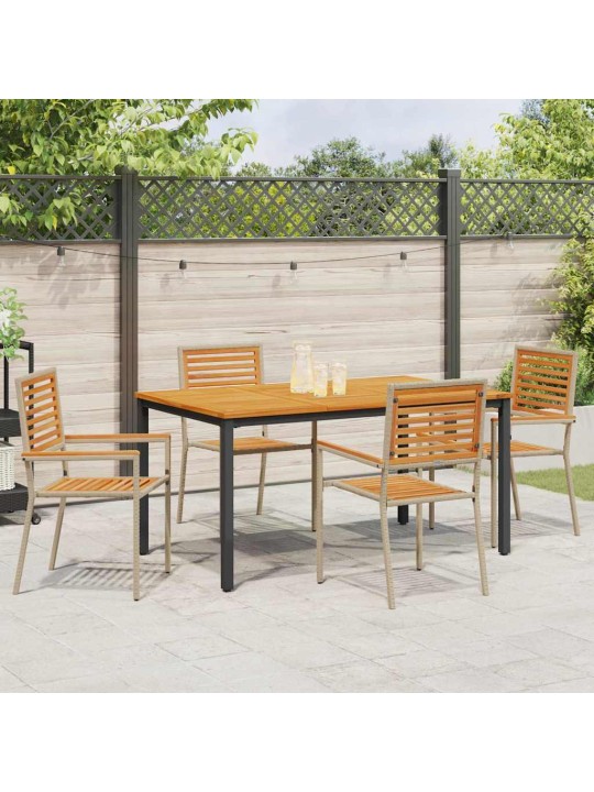 Dārza ēdamgalds 4 pcs bēša 150 x 90 x 75 cm poliratāns