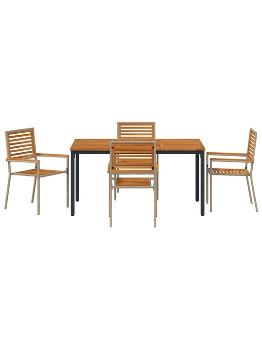 Dārza ēdamgalds 4 pcs bēša 150 x 90 x 75 cm poliratāns