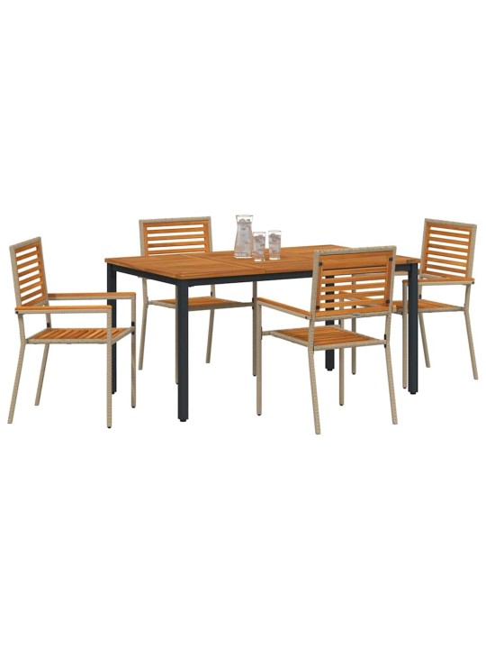 Dārza ēdamgalds 4 pcs bēša 150 x 90 x 75 cm poliratāns